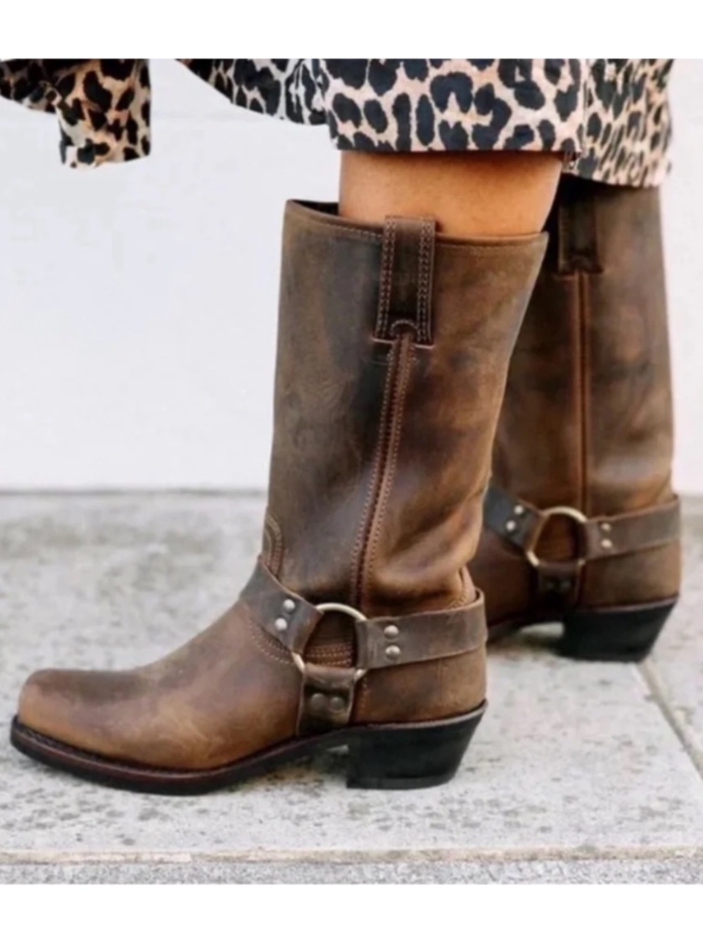 FRYE Harness 12R Boots in Smoke Brown